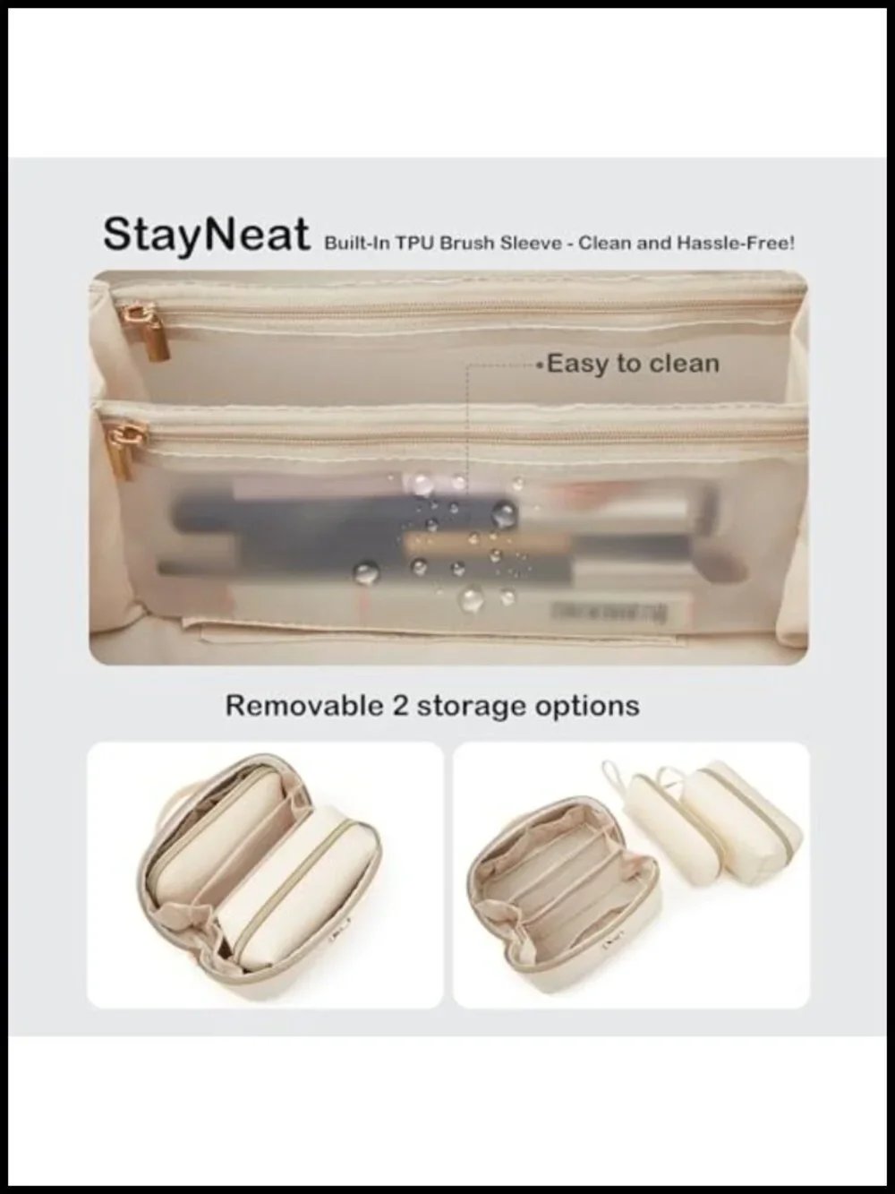 Large Capacity Travel Makeup Bag Waterproof Faux Leather Toiletry Organizer Set